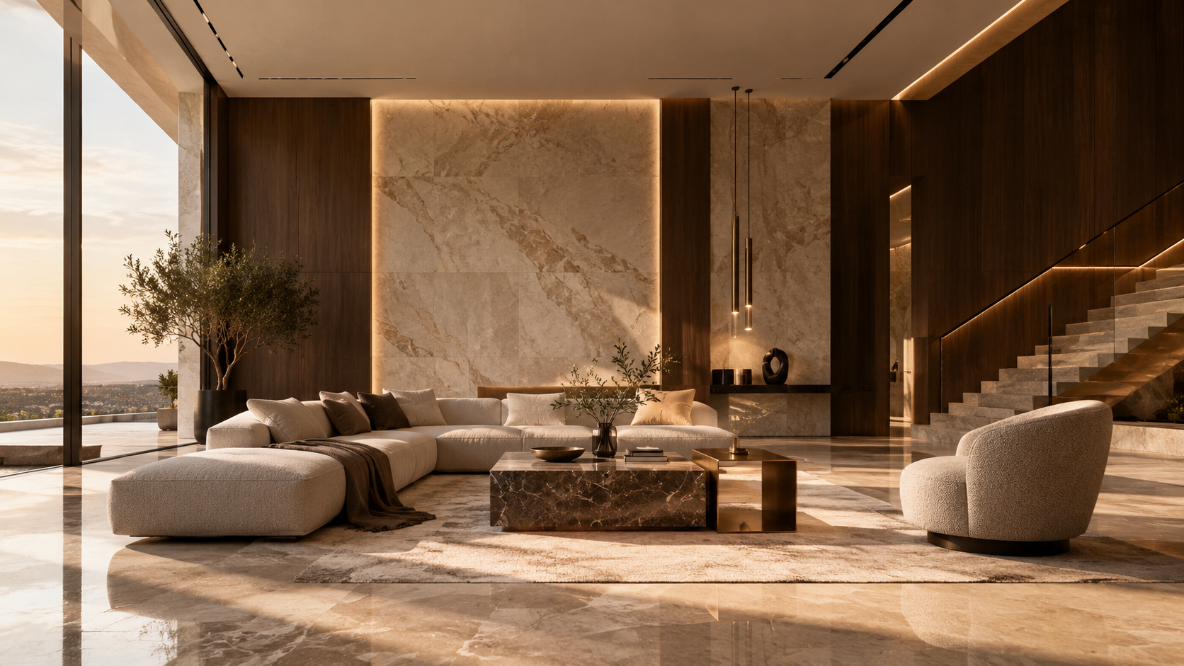 Premium hardwood flooring installed in a luxury living space